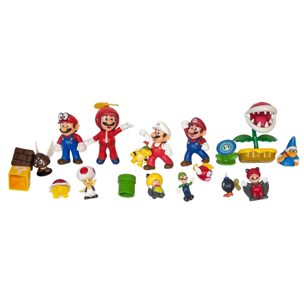 Nintendo Super Mario Action Figure Lot 17pc Propeller Mario Luigi Toad Bowser Jr